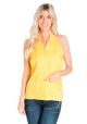 Sexy Guayabera Halter Blouse for Ladies. Linen & Cotton. Yellow Color.