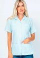 Uniform Guayabera Poly- Cotton Wholesale Short Sleeve for Ladies. Aqua Marine Color. Runs Small.