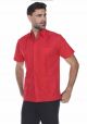 Poly-Cotton Guayabera. Traditional Cuban Guayabera. Short Sleeve. Four Pockets. Red Color.