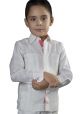 Guayabera for Kids Long Sleeve . Premium 100% Linen. Haute Couture Guayabera. White/Coral Color. Back Orders. RUN SMALL.