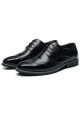 Mens Oxford Leather Formal Brogue Lace-Up Casual Dress Wing End Wedding Shoes. Black Color.