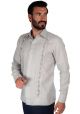 Deluxe Guayabera Slim Fit. Linen 100 %. Elegant Guayabera for Destination Wedding. Double Eyelet for use Cufflinks. Gray Color. Back Orders.