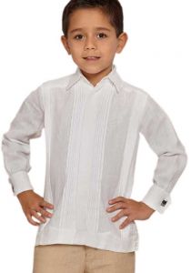 Deluxe Linen Guayabera for Kids. High Quality. RUN SMALL. White Color. Back Orders.