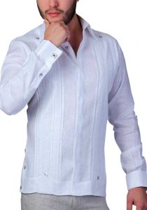 Exquisite  Wedding French Cuff Guayabera. Linen. Embroidered. Back Orders.