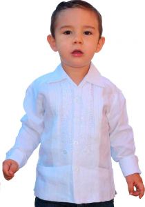 Linen 100 % Guayaberas Long Sleeve for Kids. UNIQUE US! High Quality Embroidered. Backorder. 
