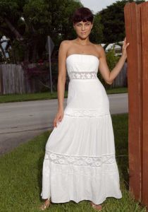 Beach Wedding Fashion Tropical Long Dress. Strapless Sexy for Women. Peruvian Cotton 100%. White Color.