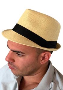 Fedora Beautiful Straw Hat. Cuban Style. Natural Color. Cubanito Party. Up to 5 years