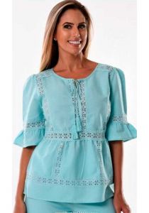 Beautiful blouse with Lace.  Sleeves 3/4. Perfect Fit. Runs Normal. Party Blouse. Plus Size. Mint color. 