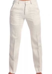 Linen Classic Pants For Men. Men's Resort Lounge 100% Linen Flat front Dress Pants. Runs Small. Natural Color.