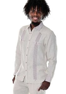 Stripe Shirt. Beautiful Beige Pleats Vertical Stripe on Each Side. Natural Color.