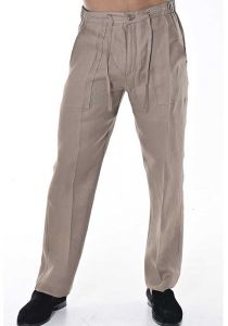 Drawstring Pants for Men. 100% Linen. Taupe Color.