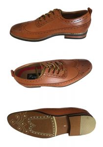 Mens brown lace toe dress shoes Oxfords Leather Lining Parrazo. Yellow Color. 