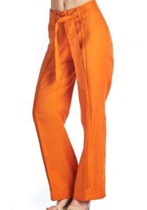 Guayabera Pants. for Ladies. Perfect  Fit. Ladies Guayabera Pants Strap Belt. Linen 100 %. Rust Color.